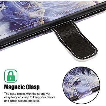 Miagon Bunt Muster Full Body Hülle für Samsung Galaxy A51 PU Leder Leder Flip Case Schutzhülle Tasche mit Ständer Kartenfach Magnetschnalle Schnee Leopard