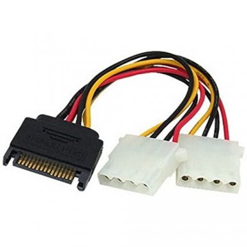 SATA 15pin zu 2X 4 Pin MOLEX IDE | Y-Adapter Stromanschluss | 15cm | Splitter | Power 15-pin-2x 4-pin/Bu –MOVOJA