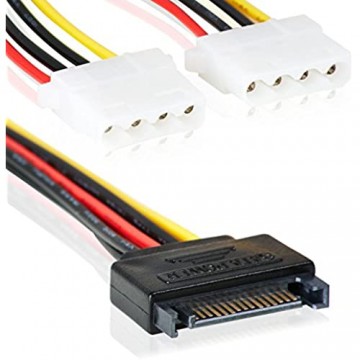 SATA 15pin zu 2X 4 Pin MOLEX IDE | Y-Adapter Stromanschluss | 15cm | Splitter | Power 15-pin-2x 4-pin/Bu –MOVOJA