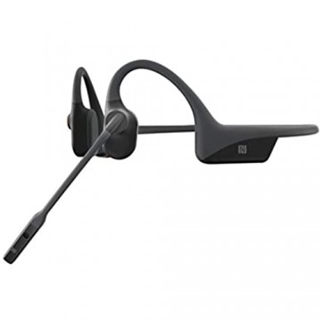 AfterShokz OpenComm Wireless Stereo Bone-Conduction Bluetooth Headset mit geräuschunterdrückendem Boom-Mikrofon für die Nutzung Zuhause im Büro als Berufsfahrer Slate Grey