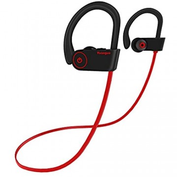 Bluetooth Kopfhörer Kabellos Stereo in Ear Headset IPX7 Wasserfest Sport Ohrhörer bis zu 8 Stunden Spielzeit AptX mit Mikrofon für iOS Samsung Nexus HTC und Mehr (Rot)