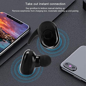 Ergonomischer Bluetooth 5.0-Kopfhörer Kabelloser TWS Mini-Kopfhörer 2 Ohrhörer + Ladegehäuse Audiophile Klangqualität und Automatische Verbindung Protable Anit-Fall-Sportkopfhörer(Schwarz)