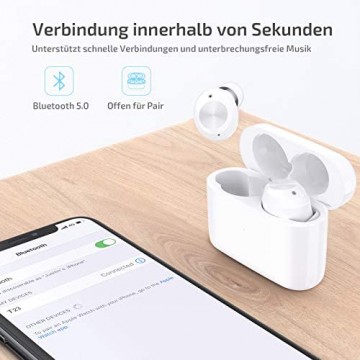 LETSCOM T23 Bluetooth Kopfhörer Kabellose Kopfhörer in Ear mit Integriertem Mikrofon 28-Stunden Wiedergabe Touch-Steuerung Weiß