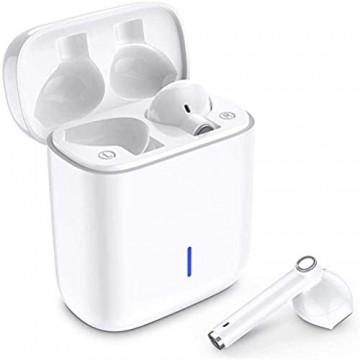 Luvfun Bluetooth Kopfhörer Kabellos Kopfhörer TWS Bluetooth 5.0 Headset True Wireless Earbuds mit Mikrofon und Tragbare Ladehülle - Weiß