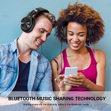OneOdio Bluetooth Kopfhörer Over Ear Geschlossene HiFi Studiokopfhörer mit Share Port kabellose 40Stdn Headphone kabelgebundeneDJ-Kopfhörer für E-Drum Piano Gitarre AMP Recording und Monitoring