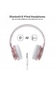 PICUN B12 Bluetooth Kopfhörer Kabellos Over-Ear mit LED-Farblicht Faltbares 25 Stündiger Wiedergabe drahtlose Headsets mit mikrofon TF Slot und Kabel - Rose Gold
