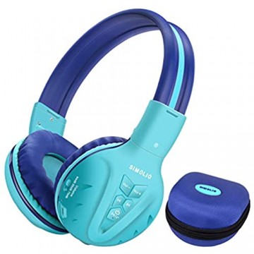 SIMOLIO Bluetooth Kinder Kopfhörer mit Lautstärkebegrenzung Gehörschützende Kopfhörer mit BT Wireless Kinderkopfhörer Over-Ear Kinder Kopfhörer mit Bluetooth und Kabel für Kinder Jugentliche-Mint