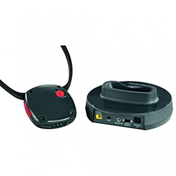Thomson kabelloser TV-Kopfhörer für Senioren mit Ladestation (In-Ear-Kopfhörer mit getrennter Lautstärkeregelung digitaler Kinnbügel-Kopfhörer mit geringem Gewicht Bluetooth Mikrofon) Schwarz