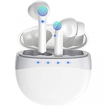 ZBC Kopfhörer Kabellose Bluetooth Kopfhörer in Ear TWS Noise Cancelling Stereo Wasserdicht Sport Ohrhörer Wireless Kopfhörer Ohrhörer mit Mikrofon für iPhone Android Samsung (Weiß)
