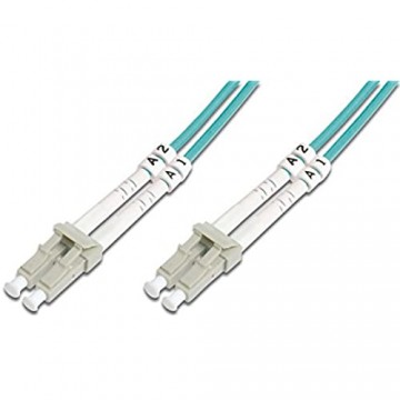 DIGITUS LWL Patch-Kabel OM3 - 15 m LC auf LC Glasfaser-Kabel - LSZH - Duplex Multimode 50/125µ - 10 GBit/s - Türkis