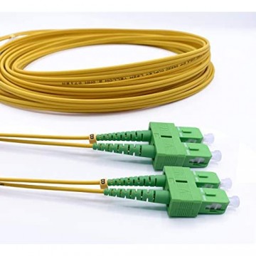 Elfcam® - LWL Glasfaser-Kabel SC/APC auf SC/APC Stecker Duplex Singlemode 9/125μm OS2 Patchkabel Lichtwellenleiter LSZH (1M)
