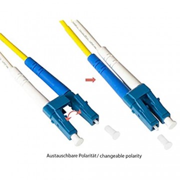 Good Connections OS2 LWL Kabel - Duplex - Stecker LC an LC - Singlemode 9/125 - austauschbare Polarität - Lichtwellen-Leiter Glasfaser-Kabel Patchkabel - 0 5 m / 50 cm