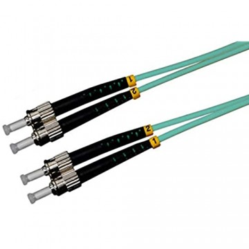 LWL Glasfaser-Kabel – 0 5m OM3 ST auf ST Stecker Duplex 50/125 Patchkabel – Lichtwellenleiter 0 5 Meter