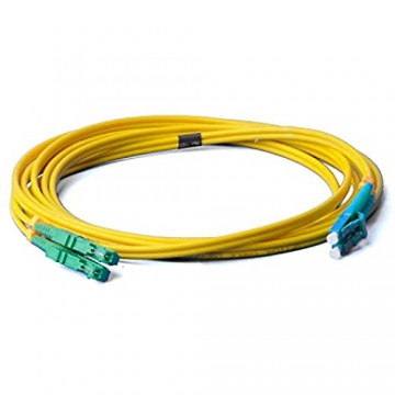LWL Glasfaser-Kabel – 10m OS2 gelb E2000/APC auf LC/UPC Stecker Duplex 9/125 Patchkabel – Lichtwellenleiter 10 Meter