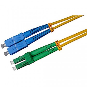 LWL Glasfaser-Kabel – 10m OS2 gelb LC/APC auf SC/UPC Stecker Duplex 9/125 Patchkabel – Lichtwellenleiter 10 Meter