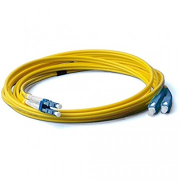 LWL Glasfaser-Kabel – 20m OS2 gelb LC auf SC Stecker Duplex 9/125 Patchkabel – Lichtwellenleiter 20 Meter