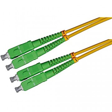 LWL Glasfaser-Kabel – 2m OS2 gelb SC/APC-SC/APC Stecker Duplex 9/125 Patchkabel – Lichtwellenleiter 2 Meter
