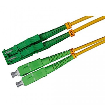 LWL Glasfaser-Kabel – 3m OS2 gelb E2000/APC auf SC/APC Stecker Duplex 9/125 Patchkabel – Lichtwellenleiter 3 Meter