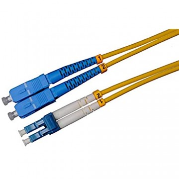 LWL Glasfaser-Kabel – 3m OS2 gelb LC/UPC auf SC/UPC Stecker Duplex 9/125 Patchkabel – Lichtwellenleiter 3 Meter