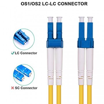 LWL Patchkabel 1m OS2 LC auf LC Glasfaserkabel Duplex Singlemode Fiber Patch Cable 9/125µ(LSZH) für 10Gb SFP+/SFP Transceiver Medienkonverter - ipolex
