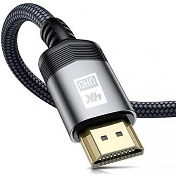 4K HDMI Kabel 1Meter Sweguard HDMI 2.0 auf HDMI Kabel 4K@60Hz 18Gbps Nylon Geflechtkabel vergoldete Anschlüsse mit Ethernet/Audio Rückkanal kompatibel Video 4K UHD 2160p HD 1080p Xbox PS4 (GRAU)