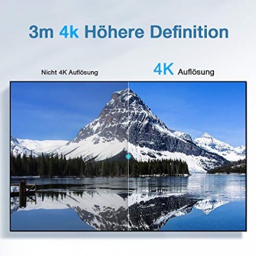 4k Hdmi Kabel 3Meter Snowkids 4K@60Hz Highspeed 18Gbps Hdmi 3m 2.0 Kabel Nylon Geflecht Vergoldete Anschlüsse mit Ethernet/Audio Rückkanal Kompatibel mit Video 4K UHD 2160p HD 1080p 3D PS3/4 PC