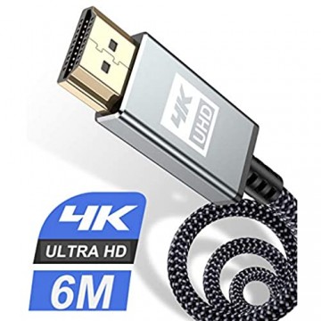 4K HDMI Kabel 6Meter Sweguard HDMI Kabel 4K @ 60Hz 18Gbps Kurz 50cm Highspeed HDMI 2 0 Kabel Vergoldete Anschlüsse mit Ethernet/Audio Rückkanal Kompatibel mit Video 4K UHD 2160p HD 1080p-Grau