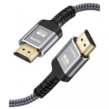 4K Kurzes HDMI Kabel 0.5Meter Snowkids HDMI 2.0 Kabel Highspeed 18Gbps 4K60Hz Nylon-Geflecht Vergoldete Anschlüsse mit Ethernet/Audio-Rückkanal Kompatibel mit UHD 2160p 1080p 3D-Grau