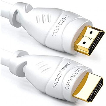 deleyCON 3 0m HDMI Kabel 2.0a/b - High Speed mit Ethernet - UHD 2160p 4K@60Hz 4:4:4 HDR HDCP 2.2 ARC CEC Ethernet 18Gbps 3D Full HD 1080p Dolby - Weiß