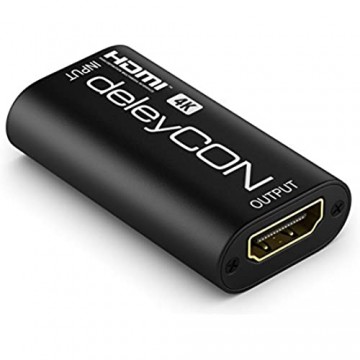 deleyCON HDMI Repeater Signal Verstärker - 1080p bis 35m - 4K bis 18m - HDCP 3D HDMI Buchse zu Buchse - Schwarz