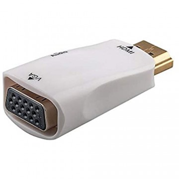 Goobay 44793 Kompakter HDMI / VGA Adapter inkl. Audio HDMI-Stecker (Typ A) auf VGA-Buchse (15-polig) + Klinke 3 5 mm Buchse (3-Pin Stereo) vergoldet weiß