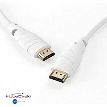 KabelDirekt – 1 5 m – weißes 4K HDMI-Kabel (4K@60Hz – spektakuläres Ultra-HD-Erlebnis – High Speed mit Ethernet kompatibel mit HDMI 2.0a/2.0b/2.0/1.4a Blu-ray/PS4/Xbox/Switch weiß)