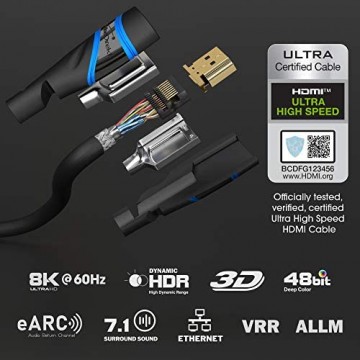 KabelDirekt – 2 m – 8K HDMI 2.1 Ultra High Speed HDMI Kabel Zertifiziert (48G 8K@60Hz neuester Standard offiziell lizenziert/getestet für perfekte Qualität optimal für PS5/Xbox blau/schwarz)