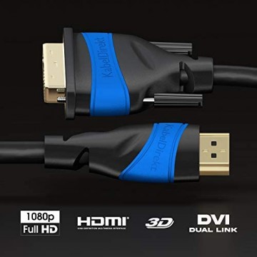 KabelDirekt – HDMI-DVI-Adapterkabel – 4 m (bi-direktional DVI-D 24+1/High Speed HDMI Kabel 1080p/Full HD digitales Videokabel HDMI-Geräte an DVI-Monitore anschließen oder umgekehrt schwarz)