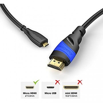 KabelDirekt – Micro HDMI Kabel – 1 5m (kompatibel mit HDMI 2.0a/b 2.0 1.4a 4K Ultra HD 3D Full HD 1080p HDR ARC Highspeed mit Ethernet PS4 Xbox HDTV) – Flex Series