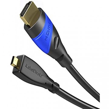KabelDirekt – Micro HDMI Kabel – 1 5m (kompatibel mit HDMI 2.0a/b 2.0 1.4a 4K Ultra HD 3D Full HD 1080p HDR ARC Highspeed mit Ethernet PS4 Xbox HDTV) – Flex Series