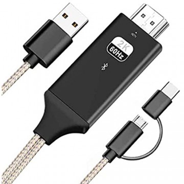 Kdely USB C auf HDMI Kabel 2 in 1 Micro HDMI Kabel USB Typ C zu HDMI Kabel 6.6 Fuß von MHL zu HDMI 1080P HD HDTV Adapter für alle Android Smartphones auf Fernseher/Projektor/Monitor