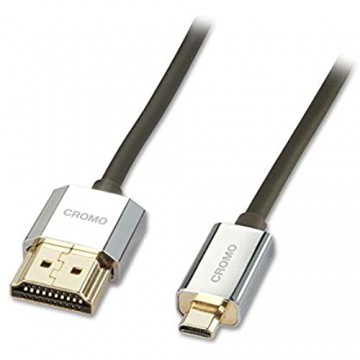 Lindy 41680 CROMO Slim HDMI High Speed A/D Kabel 0 5m mit Ethernet silber/gold