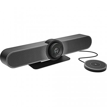 Logitech MEETUP Zusatzmikrofon Breitband-Audio mit Rauschunterdrückung Bluetooth Stummschaltung LED-Anzeigen Kompatibel mit MeetUp Videokonferenz-Webcams Für größere Meetingräume - Schwarz