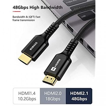 NIMASO HDMI Kabel 2.1（1M） Ultra HD 8K HDMI Kabel mit 48 Gbit/s Unterstützung 8K@60Hz 4K@120Hz 3D DHR eARC VRR Kompatibel mit PC Monitor UHD-Fernseher PS5 / PS4 / PS3 Xbox.…