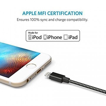 Anker iPhone Ladekabel Lightning Kabel 2-Pack 1.8m Nylon iPhone Kabel [MFi Zertifiziert] für iPhone XR iPhone 7 iPhone X iPhone 8 iPhone 6s iPhone 6 iPhone 7 iPhone XS/XS MAX/8 Plus (Grau)