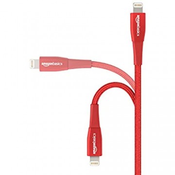 Basics - Lightning-auf-USB-A-Kabel doppelt geflochtenes Nylon-Verbindungskabel Premium-Kollektion 0 9 m 2 Stück Rot