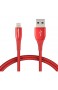  Basics - Lightning-auf-USB-A-Kabel doppelt geflochtenes Nylon-Verbindungskabel Premium-Kollektion 0 9 m 2 Stück  Rot