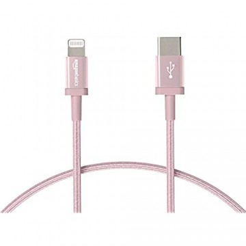 Basics - USB-C-auf-Lightning-Kabel geflochtenes Nylon MFi-zertifiziertes Ladekabel für iPhone 11 Pro/11 Pro Max Rotgold 30 48 cm