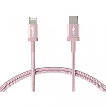 Basics - USB-C-auf-Lightning-Kabel geflochtenes Nylon MFi-zertifiziertes Ladekabel für iPhone 11 Pro/11 Pro Max Rotgold 91 44 cm