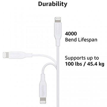Basics - USB-C-auf-Lightning-Kabel MFi-zertifiziertes Ladekabel für iPhone 11/11 Pro/11 Pro max/X/XS/XR/XS Max / 8/8 Plus Weiß 90 cm