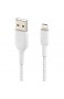 Belkin geflochtenes Lightning-Kabel (Boost Charge Lightning-/USB-Kabel für iPhone iPad AirPods) MFi-zertifiziertes iPhone-Ladekabel geflochtenes Lightning-Kabel (1 m Weiß)