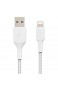 Belkin geflochtenes Lightning-Kabel (Boost Charge Lightning-/USB-Kabel für iPhone iPad AirPods) MFi-zertifiziertes iPhone-Ladekabel geflochtenes Lightning-Kabel (1 m Weiß)