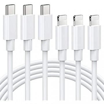 Elegear USB C auf Lightning Kabel MFi Zertifiziert 3 Stück 2M Power Delivery Schnellladekabel Typ C Lightning Ladekabel Kompatibel mit iPhone 12 SE 2020 11 XR XS X 8 8 Plus iPad 2020 AirPods Pro