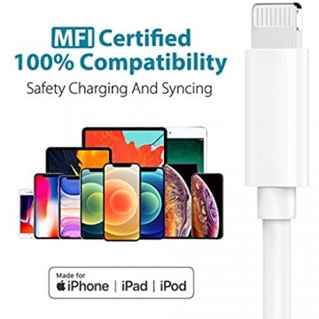 GlobaLink USB C auf Lightning Kabel 2M [MFi-Zertifiziert] 3 Stück Typ C Lightning Kabel iPhone Schnellladekabel kompatibel mit iPhone 12/12 Pro/12 Pro Max/12 Mini/11/11 Pro/XR/X/8 iPad Pro/Air